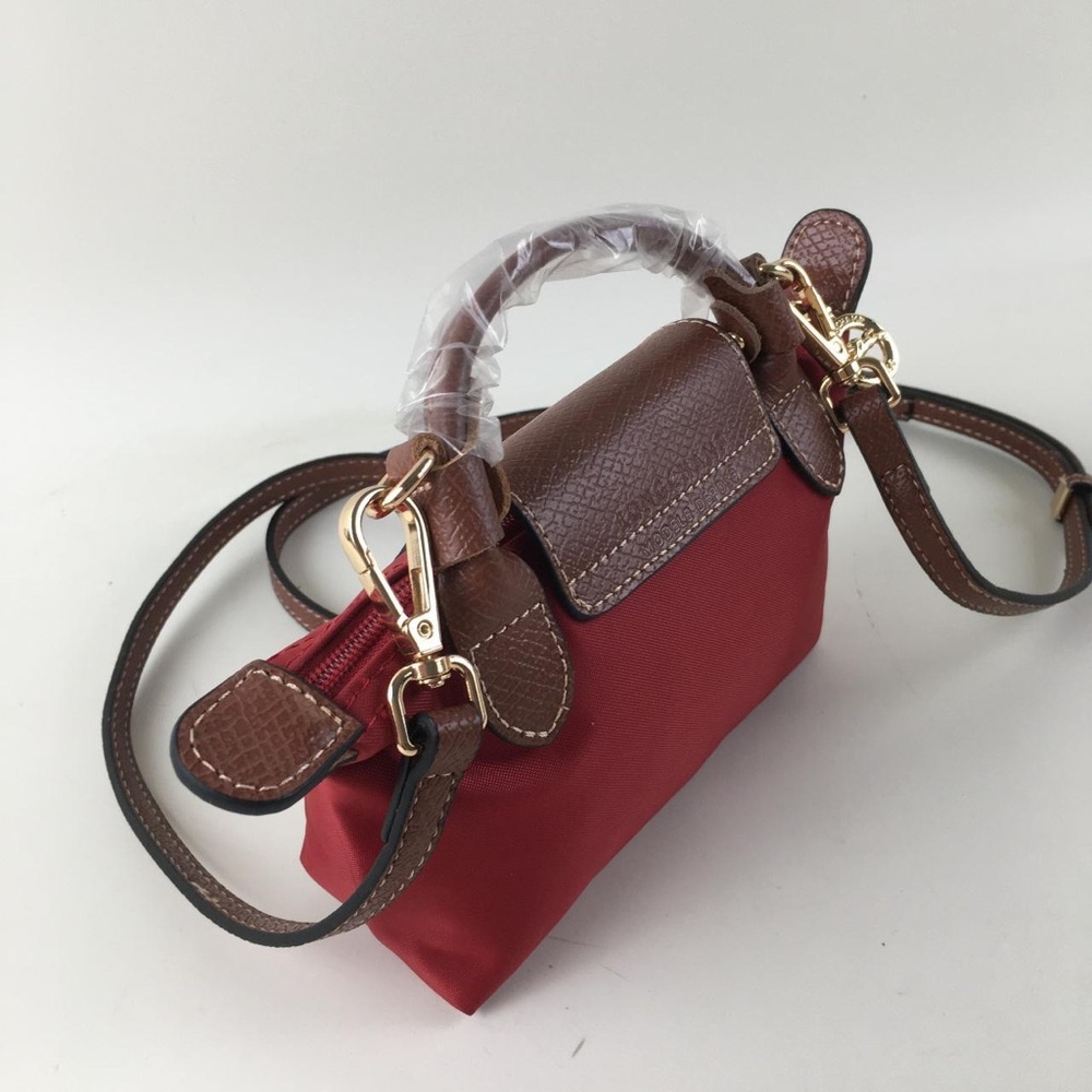 Longchamp Red Crossbody with Brown Trim and Gold Hardware NWT - Picture 4 of 9
